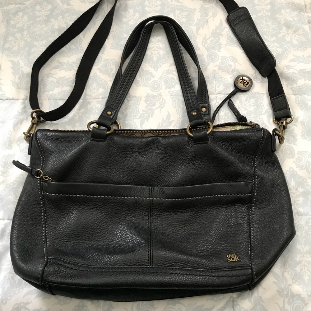 The Sak black leather crossbody satchel